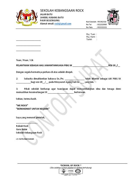 Contoh Surat Lantikan Ajk Pibg Pdf