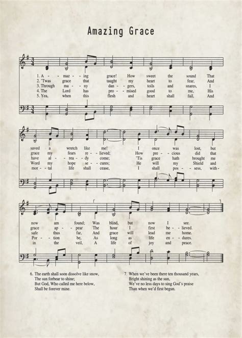 Free Printable Amazing Grace Hymn Sheet Music