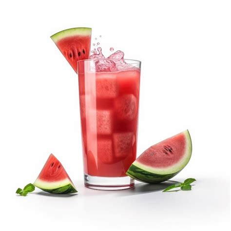 Premium Photo Watermelon Juice With Splashes With Watermelon Fruit In