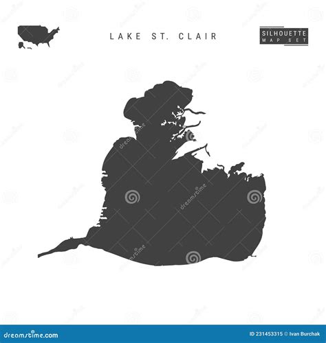 Lake St. Clair Vector Map Isolated on White Background. High-Detailed ...