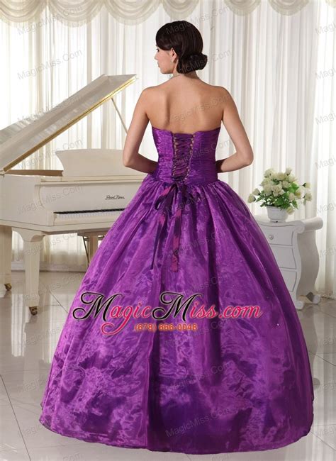 Eggplant Purple Quinceanera Dress For Custom Made Taffeta And Organza Beaded Decorate Strapless