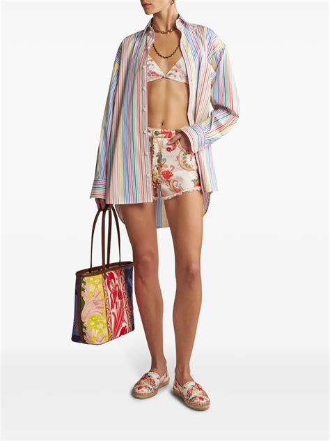 Etro Paisley Print Halterneck Bikini Set White Farfetch