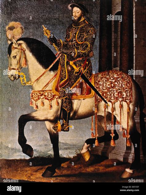 Francis I (1494-1547), King of France (1515-47), Portrait on Horse by Jean Clouet, circa 1540 ...