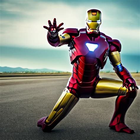 Realistic Photo Of Iron Man Realistic Driving A Electric Motor