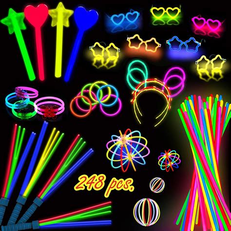 248 PCS Glow Sticks Party Pack That Includes 100 Pcs 8 Inch Glow