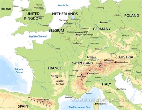 Physical Map Of Europe Labeled | Time Zones Map