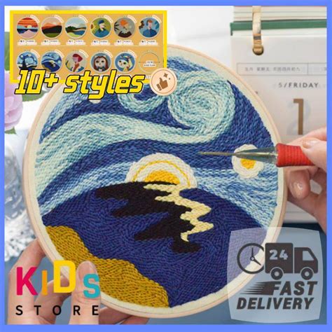 Embroidery Kit Needlework For Beginner Punch Needle Cross Stitch Set