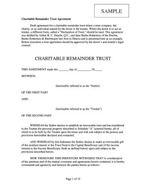 Fillable Online Umanitoba Charitable Remainder Trust Agreement Fax