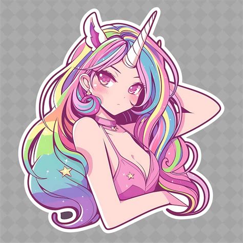 Premium Psd Enchanting And Magical Anime Unicorn Girl With A Horn And