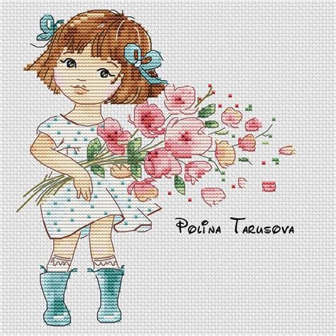 Mia And Flowers Cross Stitch Pattern Code Pt Tarusova Polina Buy