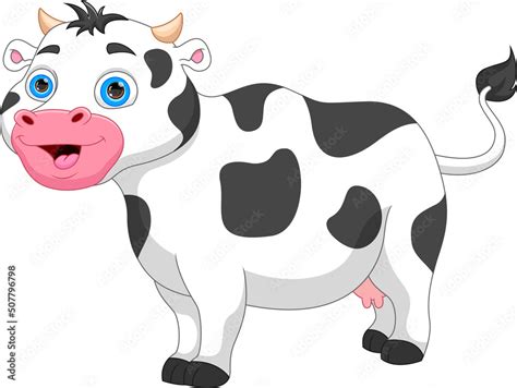 cute baby cow cartoon on white background Stock Vector | Adobe Stock