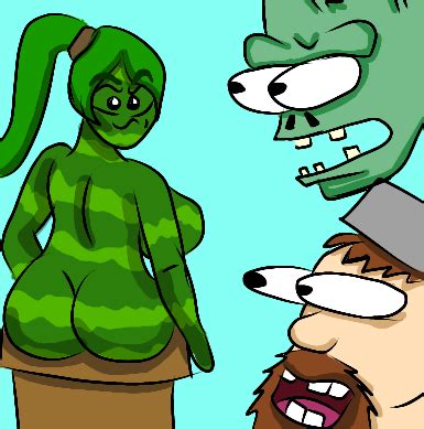 Big Ass Big Breasts Crazy Dave Pvz Dr Zomboss Green Hair Melon Pult