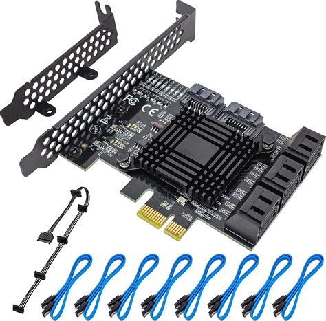 Ziyituod Carte SATA PCIE3 0 4 Ports avec 4 câbles SATA Carte d