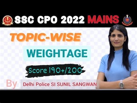 Topic Wise Weightage In Ssc Cpo Mains Exam Ssc Cpo