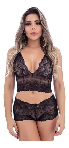 Conjunto Sensual Lingerie Sexy Rendada Calcinha E Sutiã MercadoLivre