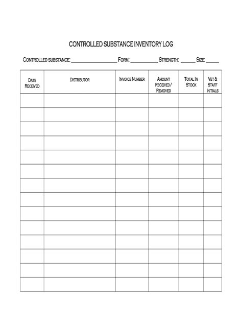 Free Printable Controlled Substance Log Free Printable