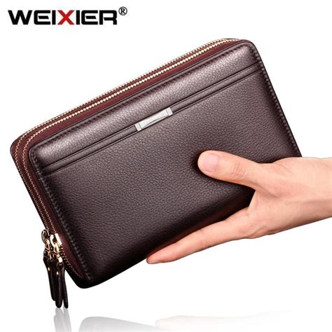 Cheap Weixier Men Wallets Coin Pocket Long Purse For Male Business