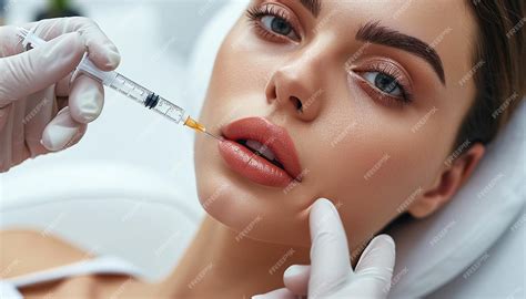 Premium Photo Getting Lip Filler At Clinic Doctor Hands Making Hyaluronic Acid Injection For