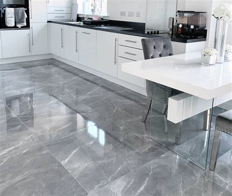 Marmy Grey Polished Marble Effect Porcelain Floor Tiles Floor Tile