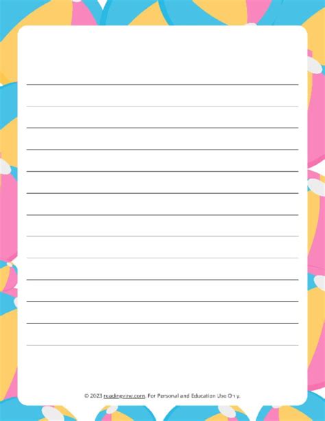 July Theme Narrow Rule Lined Paper Image Readingvine