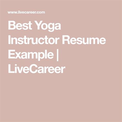 Professional Yoga Instructor Resume Examples | Resume examples, Yoga ...
