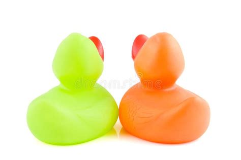 Backside Of Two Colorful Rubber Ducks Stock Photo Image Of Isolated