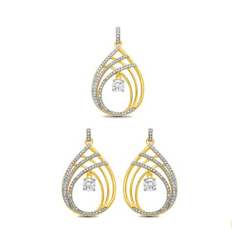 18k Diamond Tear Centre Drop Set 8g | OM Jewellers