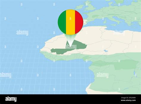 Ilustración De Mapa De Mali Con La Bandera Ilustración Cartográfica De