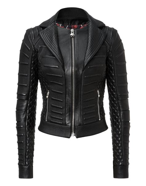 Philipp Plein Leather Jacket Wound Modesens Leather Jackets Women