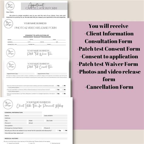 Editable And Printable Pmu Consent Form Permanent Makeup Consent Forms