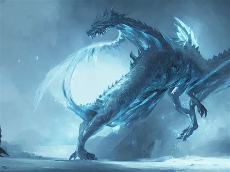 Mysterious Ice Dragon Concept Art By Greg Rutkowski Stable Diffusion