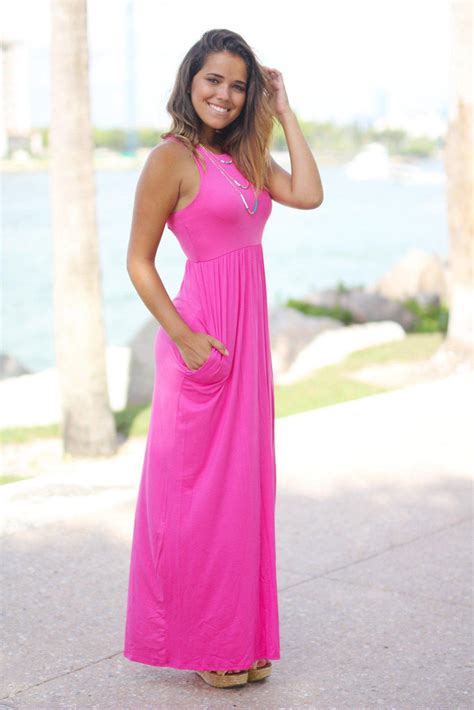 Pink Maxi Dress with Pockets | Maxi Dresses – Saved by the Dress