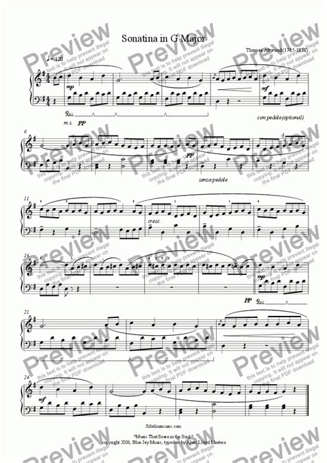 Attwoods Sonatina In G Major Download Sheet Music Pdf File