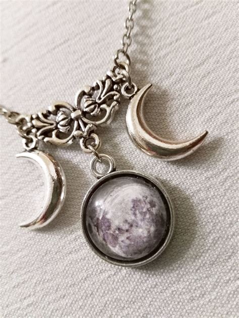 Triple Moon Necklace, Triple Goddess Pendant, Wiccan Jewelry, Witch Necklace, Witchcraft Jewelry ...