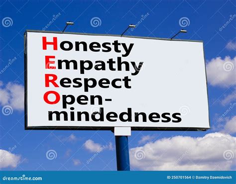 Hero Honesty Empathy Respect Open Mindedness Symbol Concept Word Hero