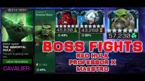 Mcoc Red Hulk Professor X Maestro Boss Fights In The Immortal Hulk Cavalier Quest Youtube