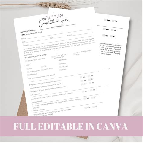 Editable And Printable Spray Tan Business Template Spray Tanning