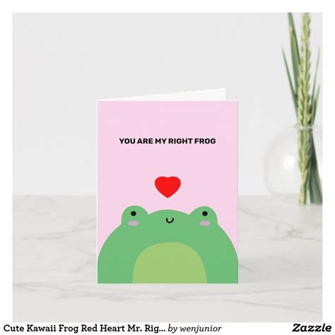 Cute Kawaii Frog Red Heart Mr Right Toad Love Card Zazzle In 2024