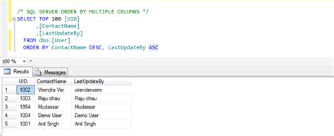 Sql Server Order By Multiple Columns