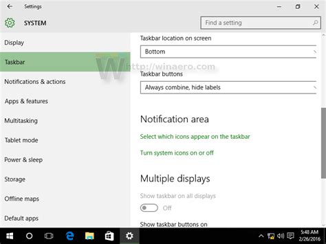 Windows 10 build 14271 got taskbar properties in Settings