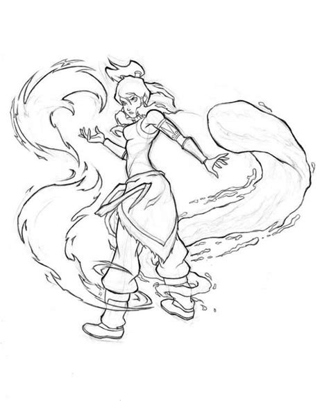 Korra Begin To Water Bending Coloring Page Color Luna Drawing