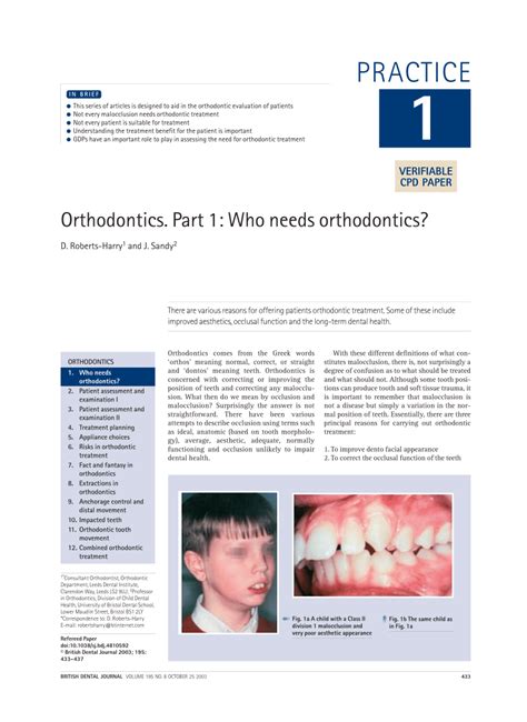 PDF Orthodontics Part 1 Who Needs Orthodontics