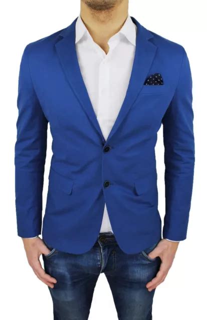 VESTE HOMME VESTIMENTAIRE Class 100 Made IN Italy Bleu Clair Slim Fit