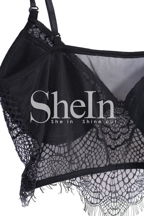 Black Spaghetti Strap Lace Lingerie SheIn Sheinside
