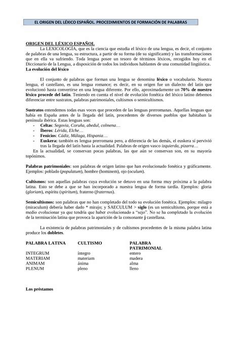 Pdf El Origen Del L Xico Espa Ol Procedimientos Pdf File Euskera