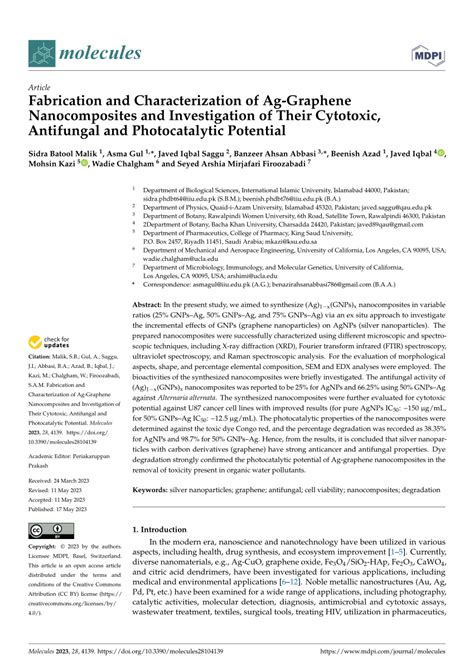 PDF Fabrication And Characterization Of Ag Graphene Nanocomposites