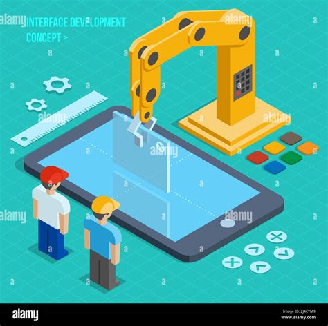 Vector 3d Isometric User Interface Development Concept Application And