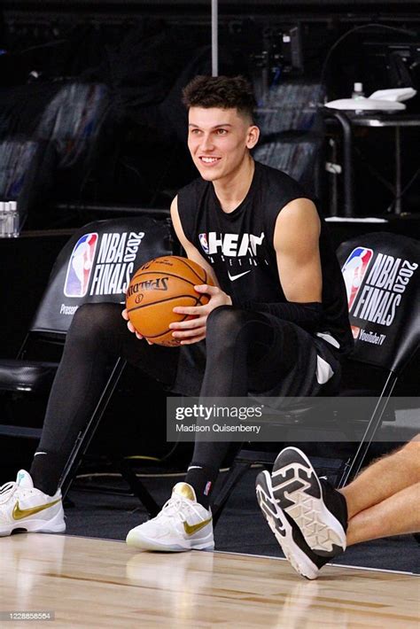 Tyler Herro Of The Miami Heat Smiles On The Bench Before Game One Of