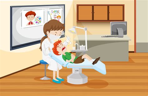 A Boy At Dental Clinic 371750 Vector Art At Vecteezy