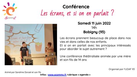 Conférence Les écrans et si on en parlait Bobigny Seine Saint